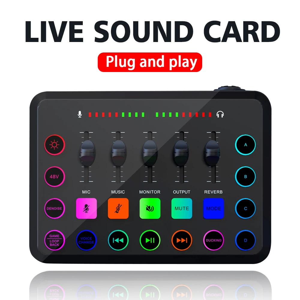 kf-S8b9645680f46456d919d0210e886c063U-Gaming-Audio-Mixer-Streaming-5-Channel-Mixer-Sound-Card-Audio-Mixer-with-XLR-Microphone-for-Game
